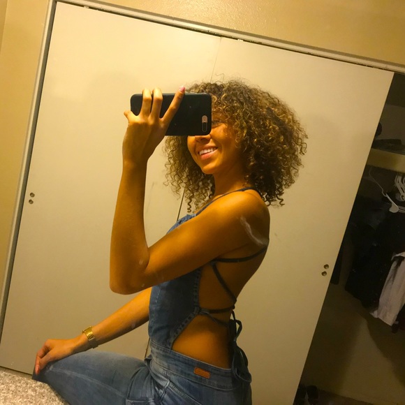 Sneak Peek Pants - SneakPeek Woman’s Denim overall’s Lace-up, Backless, Skinny Jeans